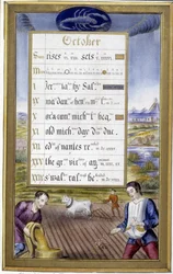 October: ploughing and sowing, sign of the Scorpion - in 