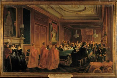 Queen Victoria receiving King Louis-Philippe I as knight in the order of the Jarretiere, at Windsor Castle