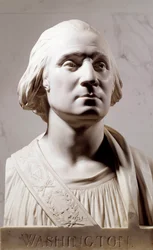 Marble bust of George Washington (1732-1789). Sculpture by Jean Antoine Houdon (1741-1828) 1786. Paris, Musee du Louvre