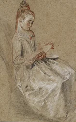 Girl Seated with a Book of Music on Her Lap