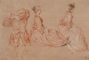 Studies of a Flute-Player and Two Women, 1717