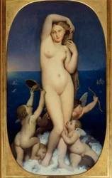 Venus Anadyomene. Painting by Jean Auguste Dominique Ingres (1780-1867), 19th century. 1.6 x 0.9 m. Chantilly, Musée Condé