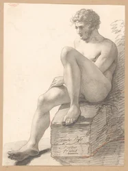 Seated Male Nude Seen from the Front (2nd Prize 1808)