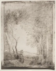 A Young Mother at the Entrance of a Wood