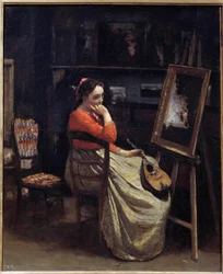 A Pensive Young Woman, a Mandolin in Her Hand, in the Studio of the Painter