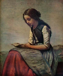 The Little Reader or Young Shepherdess Sitting and Reading