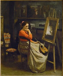 The Studio of Corot, Young Woman with Red Bodice