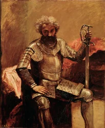 Man in armor or Man of arms sitting