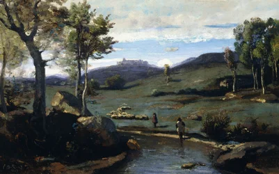 Roman Countryside - Rocky Valley with a Herd of Pigs