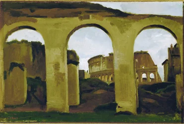 The Colosseum, seen across the Arcades of the Basilica Saint Constantin, Rome