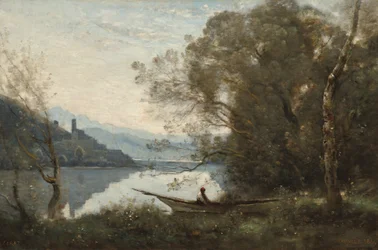 The Moored Boatman: Souvenir of an Italian Lake, 1861