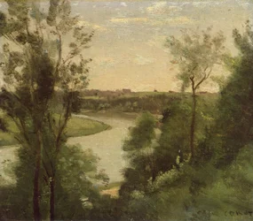 A River Seen from Above Between the Trees