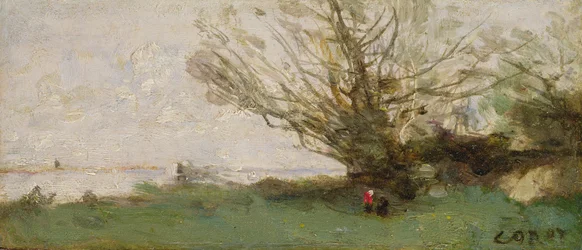 Winter Landscape Beside a Lake