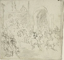 Equestrian Scene in a City