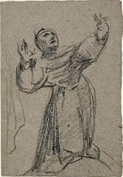 Kneeling Figure with Arms Raised
