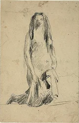 Kneeling Nude Woman with Drapery