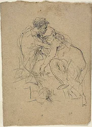 Seated Couple Embracing