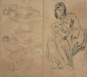 Sketches: Four Figures and Seated Mother and Child (recto); Seated Mother and Child (verso)