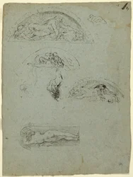 Standing Figure in a Niche and Studies for the Ugolino Group, 1857-58