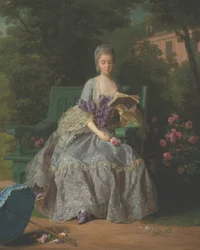 Portrait of Marie Thérèse Louise of Savoy, Princesse de Lamballe (1749-1792), seated full-length, in a lilac dress