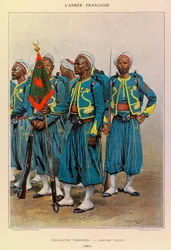 Types and Uniforms of the French Army: Native Tirailleurs in Great Outfit in 1886, Private Collection
