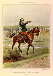 Types and uniforms of the French Army of Captain Jules Richard, illustrated by Edouard Detaille (1848-1912): Officer of Dragons in maneuver suit in 1885, Private Collection