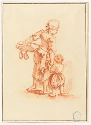 A Woman Leading a Child