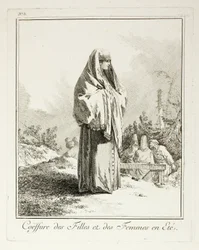 Headdress for Girls and Women in Summer, plate three from Divers Habillements des Peuples du Nord