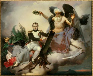 Napoleon I Crowned by Time, Writes the Civil Code