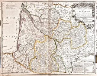Map of Guyenne and Gascony (Southwest of France)