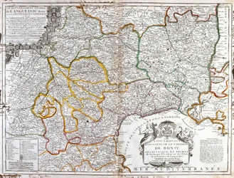 Map of Languedoc (South of France) (engraving)
