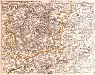Map of Spanish Brabant and the Diocese of Liege (Belgium)