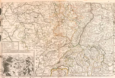 Map of the area around the Rhine (Germany, Switzerland, France)