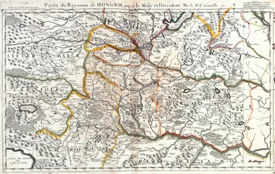 Map of the southwestern part of the Kingdom of Hungary