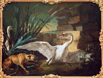 Dog and Swans