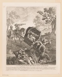 Carriage with Horses Falls into the Water