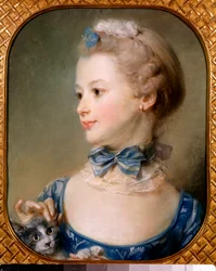 Portrait of a little girl with a cat