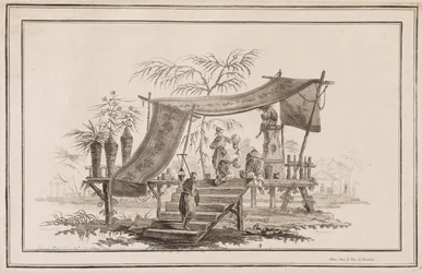 Figures Climbing Up Stairs to Altar