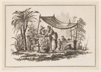 Figures with a Vase of Flowers, from "Nouveau Cahier de Six Feuilles De Différents Sujets Chinois Historiés"
