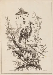 Ostrich Riders, Plate from a Set of Chinoiserie Representations
