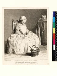 Little Girl with Her Lunch (La Petite Fille aux Cerises) Engraved by Charles Nicolas Cochin I (1688-1754) 1738