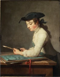 Young Cartoonist Carving His Pencil