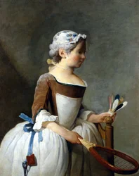 Young Girl with Snowshoe and Steering Wheel (Painting by Jean Baptiste Siméon Chardin)