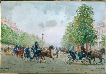 Coaches on the Champs Elysees, Paris