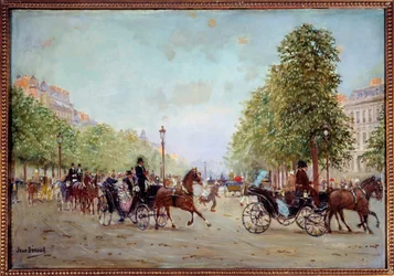 La promenade aux Champs-Elysees. Painting by Jean Beraud (1849-1935) 19th century. Paris, Musee Carnavalet