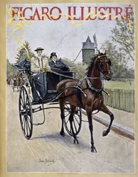 Woman driving a carriage with man sitting next door - cover in 