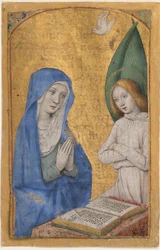 Manuscript Leaf with the Annunciation from a Book of Hours, French, ca. 1485-90