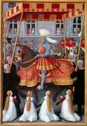 The triumphal entrance of King Louis XII to Genoa in April 1507. Miniature taken from 
