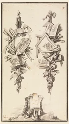 A Pair of Trophies Referring to the Crafts of the Cabinet Maker and the Carpenter