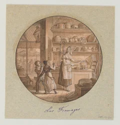 Design for a Painted Porcelain Plate, Cheeses for the Dessert Service